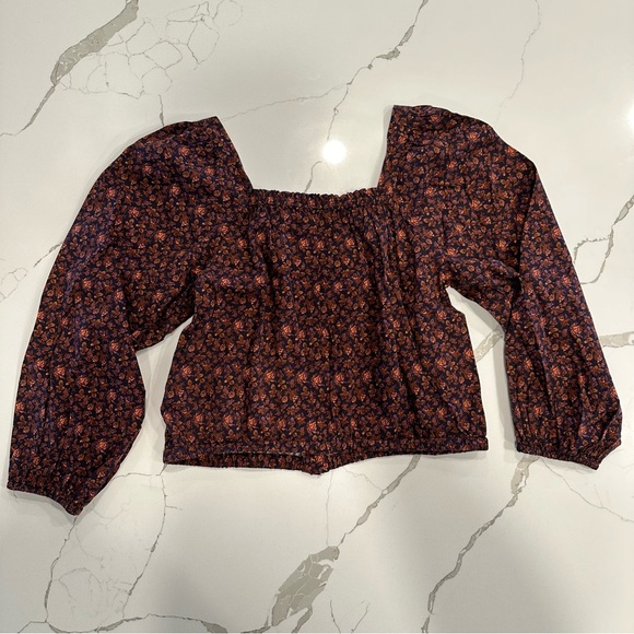 Madewell Puff-Sleeve Button-Front Crop Top in Orchard Floral - Picture 8 of 10